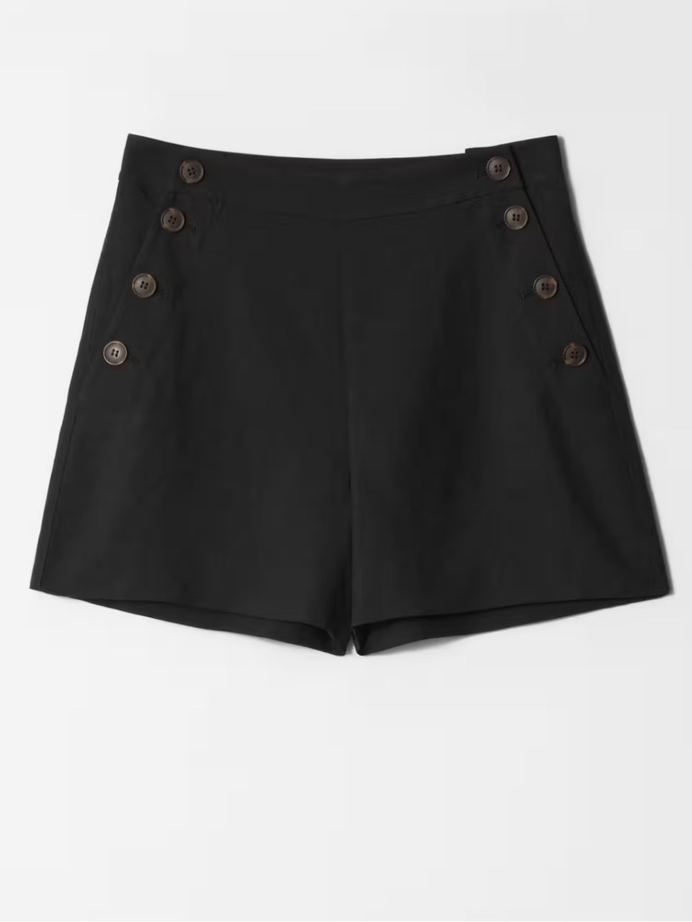 &Other Stories Black Button Sailor Shorts Size 8